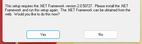 .NET Framework 2.0 Error Message