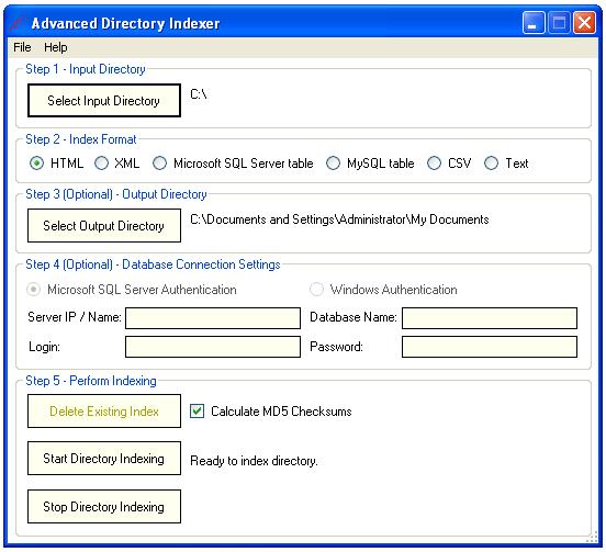 Advanced Directory Indexer screenshot